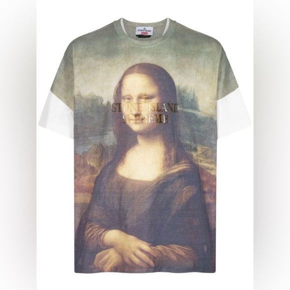 EUC Supreme x Stone Island Multi Graphic Crewneck Top Mona Lisa Size XL - Picture 2 of 9